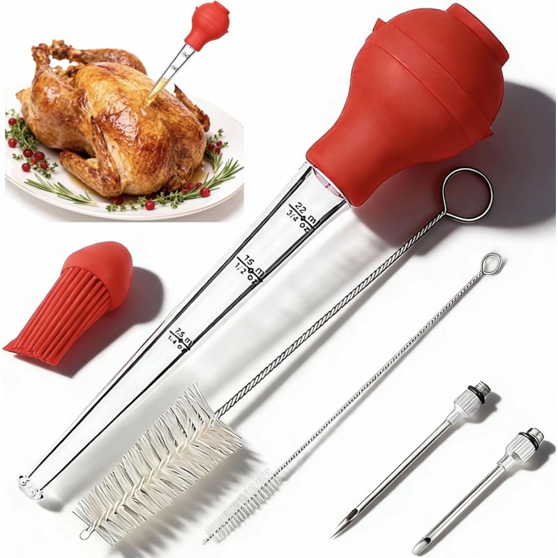 Turkey Baster, 3.5oz Portable BBQ Marinade Injector Kit, Meat Injector Syringe Turkey for Home Baking And Thanksgiving Christmas Cooking Roasting