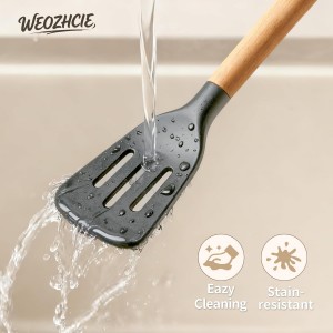 Silicone Cooking Utensil Set,12 PCS Cooking Kitchen Utensils Set, Nonstick Kitchen Utensils 446°F Heat-Resistant Cookware Kitchen Tools of Spoon,Brush,Whisk,Spatula,Turner Tongs (Gray)