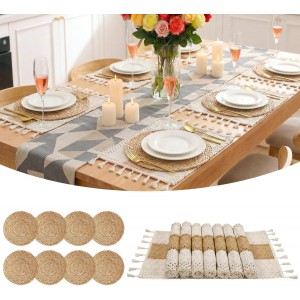 Placemats Set of 8 - Rattan Round Place ...