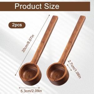 2 Pcs Coffee Scoop 8 in Long Handle Wooden Measuring Spoons Tablespoon Ground Coffee Scoop Long Wooden Scoops for Canisters Deep Jars Kitchen Tools Utensils Cooking Mixing Stirrer