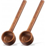 2 Pcs Coffee Scoop 8 in Long Handle Wooden Measuring Spoons Tablespoon Ground Coffee Scoop Long Wooden Scoops for Canisters Deep Jars Kitchen Tools Utensils Cooking Mixing Stirrer