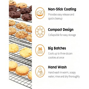 Cooling Racks For Cooking And Baking, 2/3/4-Tier Collapsible Cookie Cooling Rack With Adjustable 3 Setting Design Stackable Roasting Cooking Drying Wire Cooling Rack For Cookies Bread Baking