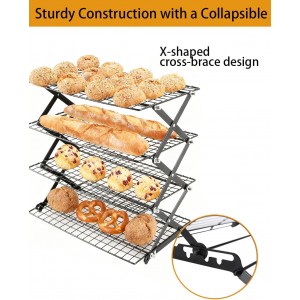 Cooling Racks For Cooking And Baking, 2/3/4-Tier Collapsible Cookie Cooling Rack With Adjustable 3 Setting Design Stackable Roasting Cooking Drying Wire Cooling Rack For Cookies Bread Baking