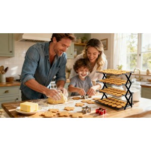 Cooling Racks For Cooking And Baking, 2/3/4-Tier Collapsible Cookie Cooling Rack With Adjustable 3 Setting Design Stackable Roasting Cooking Drying Wire Cooling Rack For Cookies Bread Baking