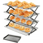 Cooling Racks For Cooking And Baking, 2/3/4-Tier Collapsible Cookie Cooling Rack With Adjustable 3 Setting Design Stackable Roasting Cooking Drying Wire Cooling Rack For Cookies Bread Baking