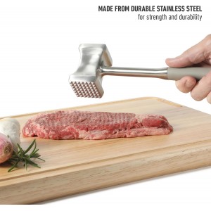 Calphalon Edge Stainless Steel Multi-Sided Meat Tenderizer w/Thermoplastic Rubber Handle - Taupe