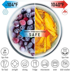 Set of 5 Nesting Glass Bowls with New Updated Acacia Lids for Foodprep, Storage, Mixing & Cooking - Microwave & Oven-ready BPA Free Durable Heat Resistant Inert Borosilicate Glass