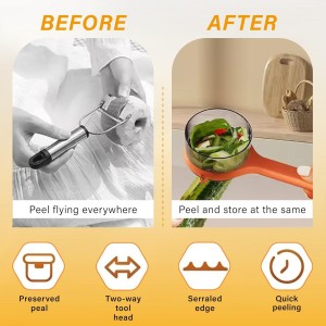 2PCS Upgrade Fruit Vegetable Peeler with Catcher, 2026 New Special Potato Peelers for Kitchen, Double-Sided Stainless Steel Apple Peeler with Box Storage