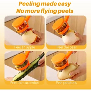 2PCS Upgrade Fruit Vegetable Peeler with Catcher, 2026 New Special Potato Peelers for Kitchen, Double-Sided Stainless Steel Apple Peeler with Box Storage