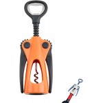 Wing Corkscrew, Multifunctional Bottle Opener for Wine and Beer, Ergonomic Grip (Orange)