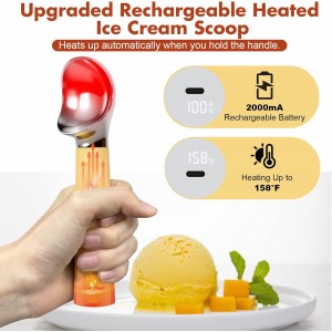 TRELC Heated Ice Cream Scoop, Rechargeable Electric Ice Cream Scooper with LED Display, Heating Up to 158°F for Hard Ice Cream, Easy to Scoop and Release, IP67 Waterproof, Perfect Gift