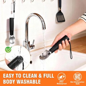 Heated Ice Cream Scoop Rechargeable, Electric Ice Cream Scooper with 3-Temp Settings, LED Display & IPX7 Waterproof, Ergonomic Silicone Handle, House Warming Gifts for Women Men Friend (Black)