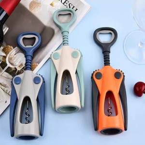 Wing Corkscrew, Multifunctional Bottle Opener for Wine and Beer, Ergonomic Grip (Blue)