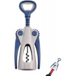 Wing Corkscrew, Multifunctional Bottle Opener for Wine and Beer, Ergonomic Grip (Blue)