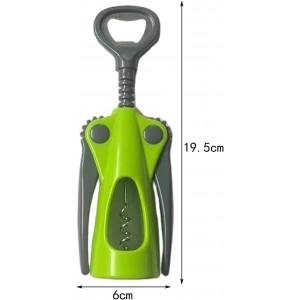 Wing Corkscrew, Multifunctional Bottle Opener for Wine and Beer, Ergonomic Grip (Green)