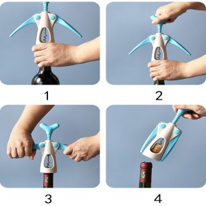 Wing Corkscrew, Multifunctional Bottle Opener for Wine and Beer, Ergonomic Grip (Light Green)