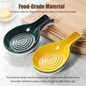 Spoon Rest Cooking Spoons Holder for Stove Top,Plastic Utensil Tray for Kitchen Counter,Thickened Spoon Dish,Porcelain Utensil Caddy for Countertop (Black)