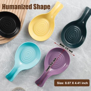 Spoon Rest Cooking Spoons Holder for Stove Top,Plastic Utensil Tray for Kitchen Counter,Thickened Spoon Dish,Porcelain Utensil Caddy for Countertop (Black)