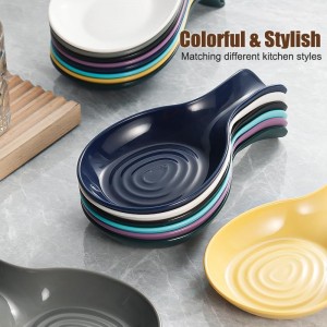 Spoon Rest Cooking Spoons Holder for Stove Top,Plastic Utensil Tray for Kitchen Counter,Thickened Spoon Dish,Porcelain Utensil Caddy for Countertop (Black)