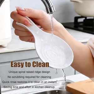 Spoon Rest Cooking Spoons Holder for Stove Top,Plastic Utensil Tray for Kitchen Counter,Thickened Spoon Dish,Porcelain Utensil Caddy for Countertop (Black)