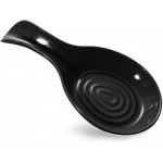 Spoon Rest Cooking Spoons Holder for Stove Top,Plastic Utensil Tray for Kitchen Counter,Thickened Spoon Dish,Porcelain Utensil Caddy for Countertop (Black)