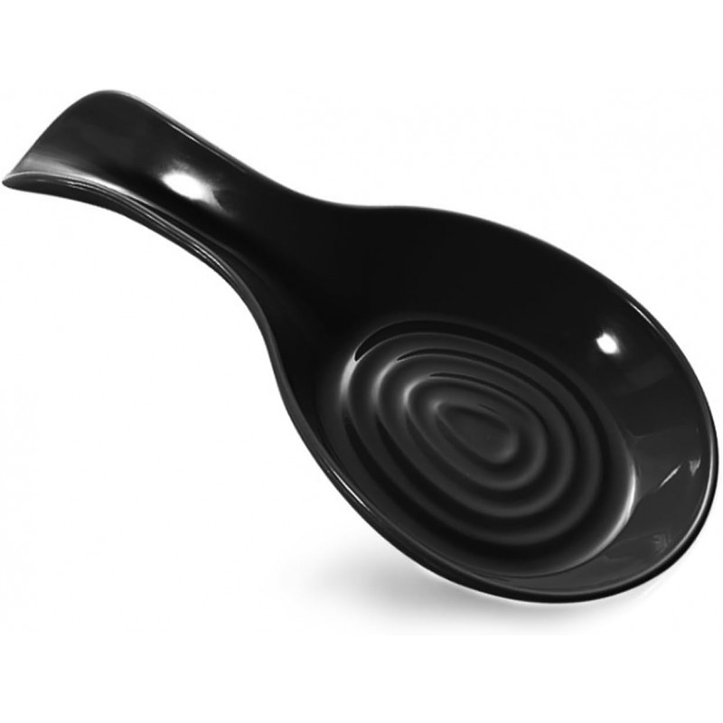 Spoon Rest Cooking Spoons Holder for Stove Top,Plastic Utensil Tray for Kitchen Counter,Thickened Spoon Dish,Porcelain Utensil Caddy for Countertop (Black)