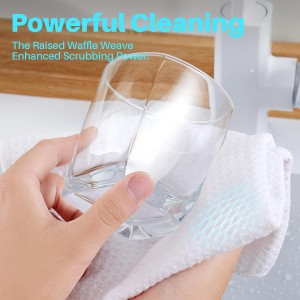 JOYMOOP Microfiber Waffle Weave Cleaning Cloth,Highly Absorbent Kitchen Towels,Quick Drying Lint Free Dish Towels for Kitchen,9 Pack,White,10 x 10 inch