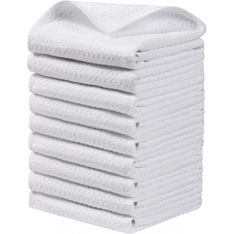 JOYMOOP Microfiber Waffle Weave Cleaning Cloth,Highly Absorbent Kitchen Towels,Quick Drying Lint Free Dish Towels for Kitchen,9 Pack,White,10 x 10 inch