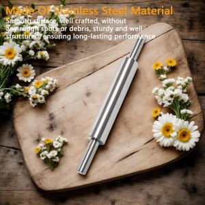 17-Inch Stainless Steel Rolling Pin for Baking - Heavy Duty Metal Dough Roller with Non-Slip Handles for Pizza, Chapati, Cookies & Pastry - Dishwasher Safe