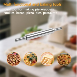 17-Inch Stainless Steel Rolling Pin for Baking - Heavy Duty Metal Dough Roller with Non-Slip Handles for Pizza, Chapati, Cookies & Pastry - Dishwasher Safe