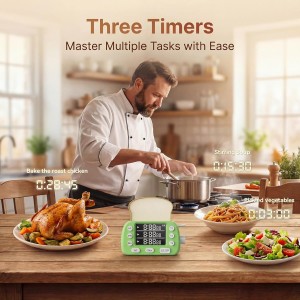 Digital Kitchen Timer for Cooking - 3 Channel Countdown Timer and Stopwatch with Strong Magnets,Silent Mode, LED Display, Memory, Timers for Cooking, Oven, Egg, Baking, Grilling, Teaching
