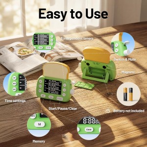 Digital Kitchen Timer for Cooking - 3 Channel Countdown Timer and Stopwatch with Strong Magnets,Silent Mode, LED Display, Memory, Timers for Cooking, Oven, Egg, Baking, Grilling, Teaching