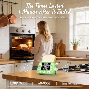 Digital Kitchen Timer for Cooking - 3 Channel Countdown Timer and Stopwatch with Strong Magnets,Silent Mode, LED Display, Memory, Timers for Cooking, Oven, Egg, Baking, Grilling, Teaching
