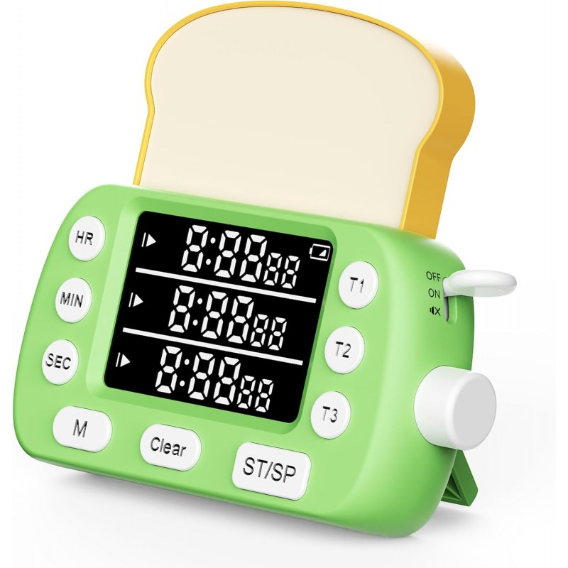 Digital Kitchen Timer for Cooking - 3 Channel Countdown Timer and Stopwatch with Strong Magnets,Silent Mode, LED Display, Memory, Timers for Cooking, Oven, Egg, Baking, Grilling, Teaching