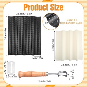Baguette Bread Pan, 4 Slot Loaf Perforated French Baking Pan, Nonstick Bread Pans with Proofing Cloth, Bread Lame, and 5 Razor Blades, Home Kitchen Homemade Bake Mold Supplies Kit, 15