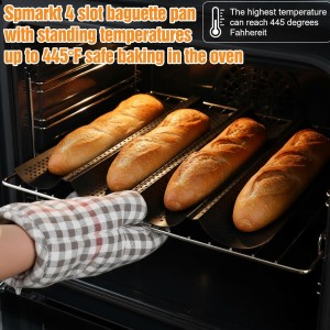 Baguette Bread Pan, 4 Slot Loaf Perforated French Baking Pan, Nonstick Bread Pans with Proofing Cloth, Bread Lame, and 5 Razor Blades, Home Kitchen Homemade Bake Mold Supplies Kit, 15