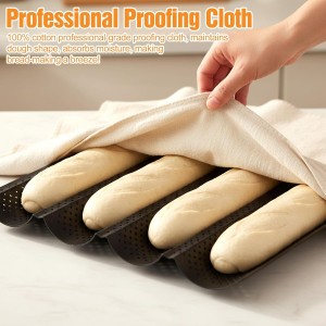 Baguette Bread Pan, 4 Slot Loaf Perforated French Baking Pan, Nonstick Bread Pans with Proofing Cloth, Bread Lame, and 5 Razor Blades, Home Kitchen Homemade Bake Mold Supplies Kit, 15