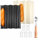Baguette Bread Pan, 4 Slot Loaf Perforated French Baking Pan, Nonstick Bread Pans with Proofing Cloth, Bread Lame, and 5 Razor Blades, Home Kitchen Homemade Bake Mold Supplies Kit, 15