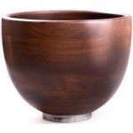 Biscuitique Premium Solid American Walnut Wood Mixing Bowl Compatible with Kitchen Aid Tilt-Head Models 4.5 Quart and 5QT Stand Mixer Wooden Bowls