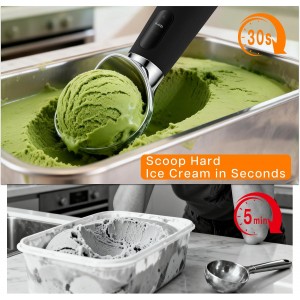 Heated Ice Cream Scoop Rechargeable with 3 Heat Levels 120–160°F, LED Display, 2600mAh Battery, Waterproof Metal Ice Cream Scoop for Hard Ice Cream & Desserts