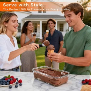 Heated Ice Cream Scoop Rechargeable with 3 Heat Levels 120–160°F, LED Display, 2600mAh Battery, Waterproof Metal Ice Cream Scoop for Hard Ice Cream & Desserts