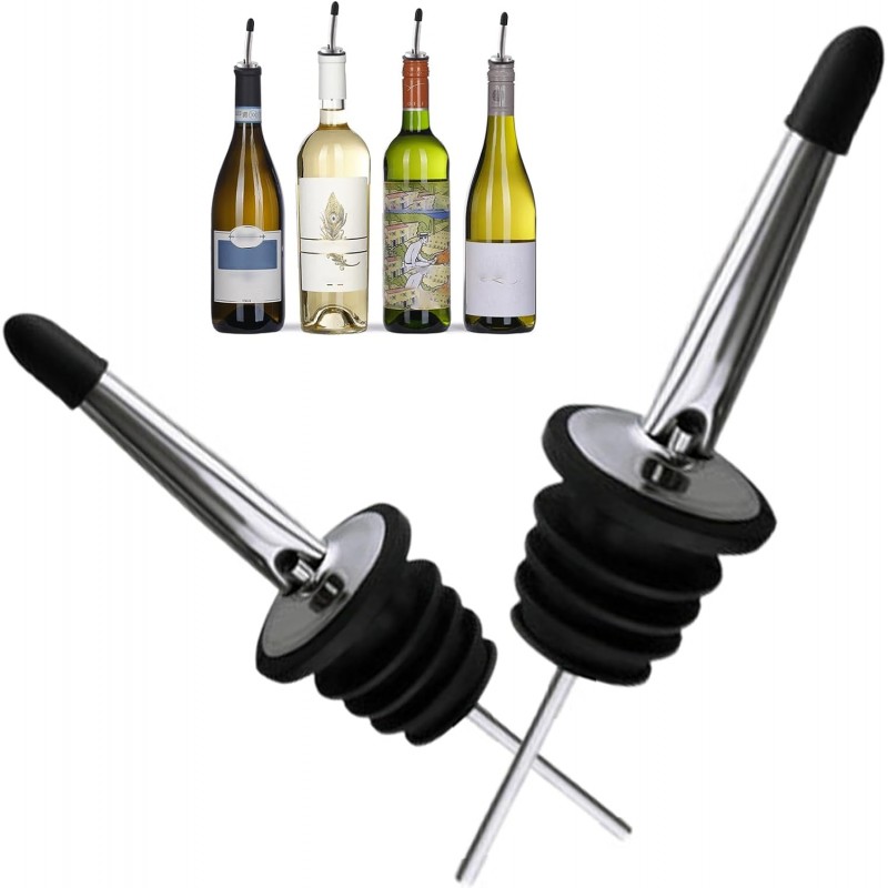 Liquor Pour Spout Pour Spouts for Liquor Bottles,Liquor Bottle Pourers for Alcohol Wine Syrup Home Bar Accessories Black 2 Pack