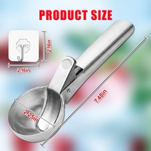 Ice Cream Scoop,Portable Stainless Steel Ice Cream Scoop with Trigger and Comfortable Handle,Dishwasher Safe,DIY Ice Cream,Gelato,Sorbet,Cake Batter (1p-silver)