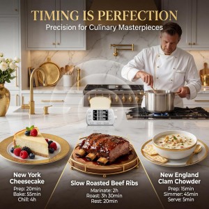 Digital Kitchen Timer for Cooking - 3-Channel Magnetic Countdown Timers with Memory Preset for Baking, Toaster, Eggs Includes Memo Notes (White)