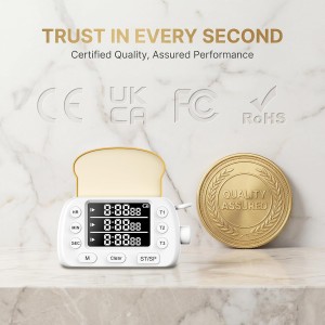 Digital Kitchen Timer for Cooking - 3-Channel Magnetic Countdown Timers with Memory Preset for Baking, Toaster, Eggs Includes Memo Notes (White)