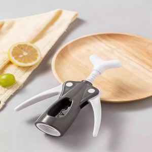 Wing Corkscrew, Ergonomic Wine Bottle Opener, Stainless Steel Corkscrew for Home, Bar (Black)