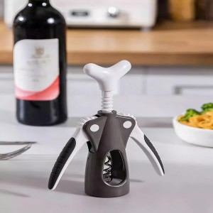 Wing Corkscrew, Ergonomic Wine Bottle Opener, Stainless Steel Corkscrew for Home, Bar (Black)