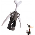 Wing Corkscrew, Ergonomic Wine Bottle Opener, Stainless Steel Corkscrew for Home, Bar (Black)