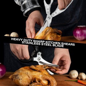 2PCS Kitchen Shears Set, Kitchen Scissors for Food Heavy Duty Come Apart Culinary Chef Scissors for Cutting Chicken Meat Chopping Vegetable Poultry Shears, Black & Silver