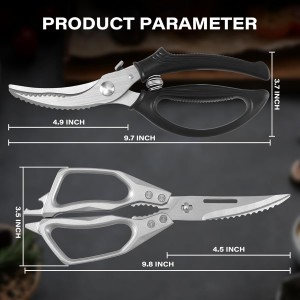 2PCS Kitchen Shears Set, Kitchen Scissors for Food Heavy Duty Come Apart Culinary Chef Scissors for Cutting Chicken Meat Chopping Vegetable Poultry Shears, Black & Silver